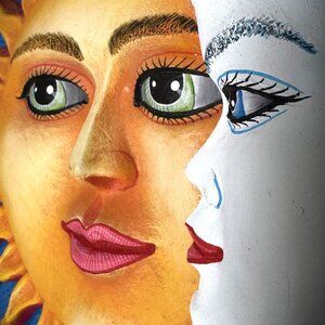 Sun & Moon Eclipse Celestial Mexican Folk-Art Style Wall Art